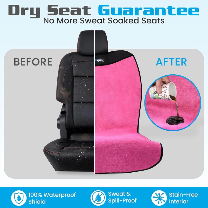 HAPPEGEAR Happeseat Waterproof Car Seat Cover & Protector – Universal Fit Car Seat Towel Cover – Non-Slip Backing, Easy Install & Storage, Machine Washable, Fits Front & Back, Pink - Image 2
